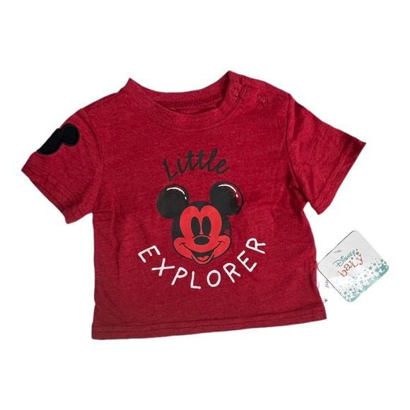 Disney Baby boy Size 3 / 6 Months 3 pc Mickey Mouse Outfit Set short shirt Red - Picture 4 of 9